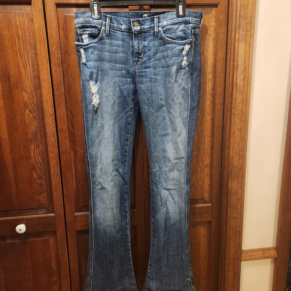 7 For All Mankind Blue Flare Wide Leg Jeans